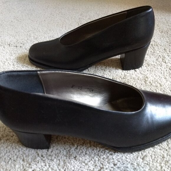 Pranco Sarto - Size 7.5 M Black Genuine Leather Timeless Elegant Classic Pump - Picture 3 of 5